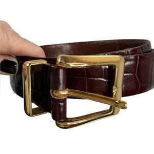 Talbots vintage  brown leather brass belt made in Italy
